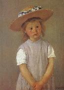 Mary Cassatt The gril wearing the strawhat oil painting reproduction